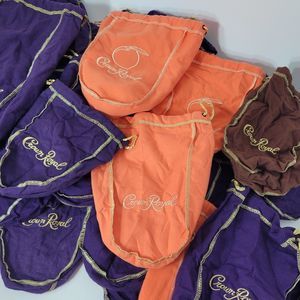 Crown Royal Bag Lot Purple Brown Orange Lot 26 Large Medium Small Drawstring Bag